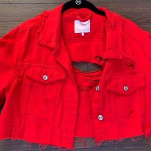 Zara Red Denim Jacket